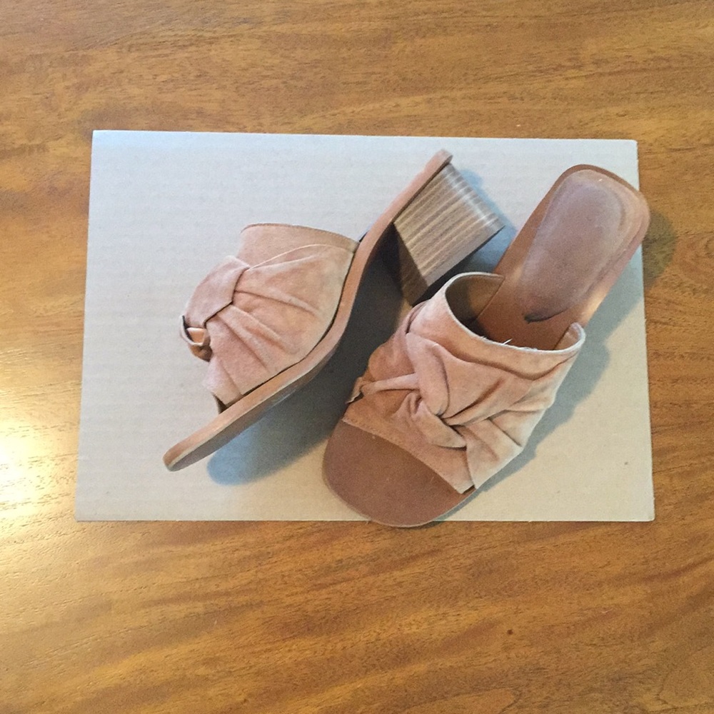 Zara faux suede block heel mule